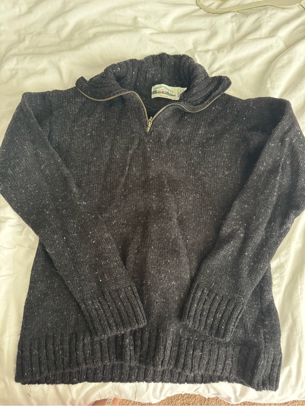 Aran Crafts Charcoal Black Wool Sweater size large